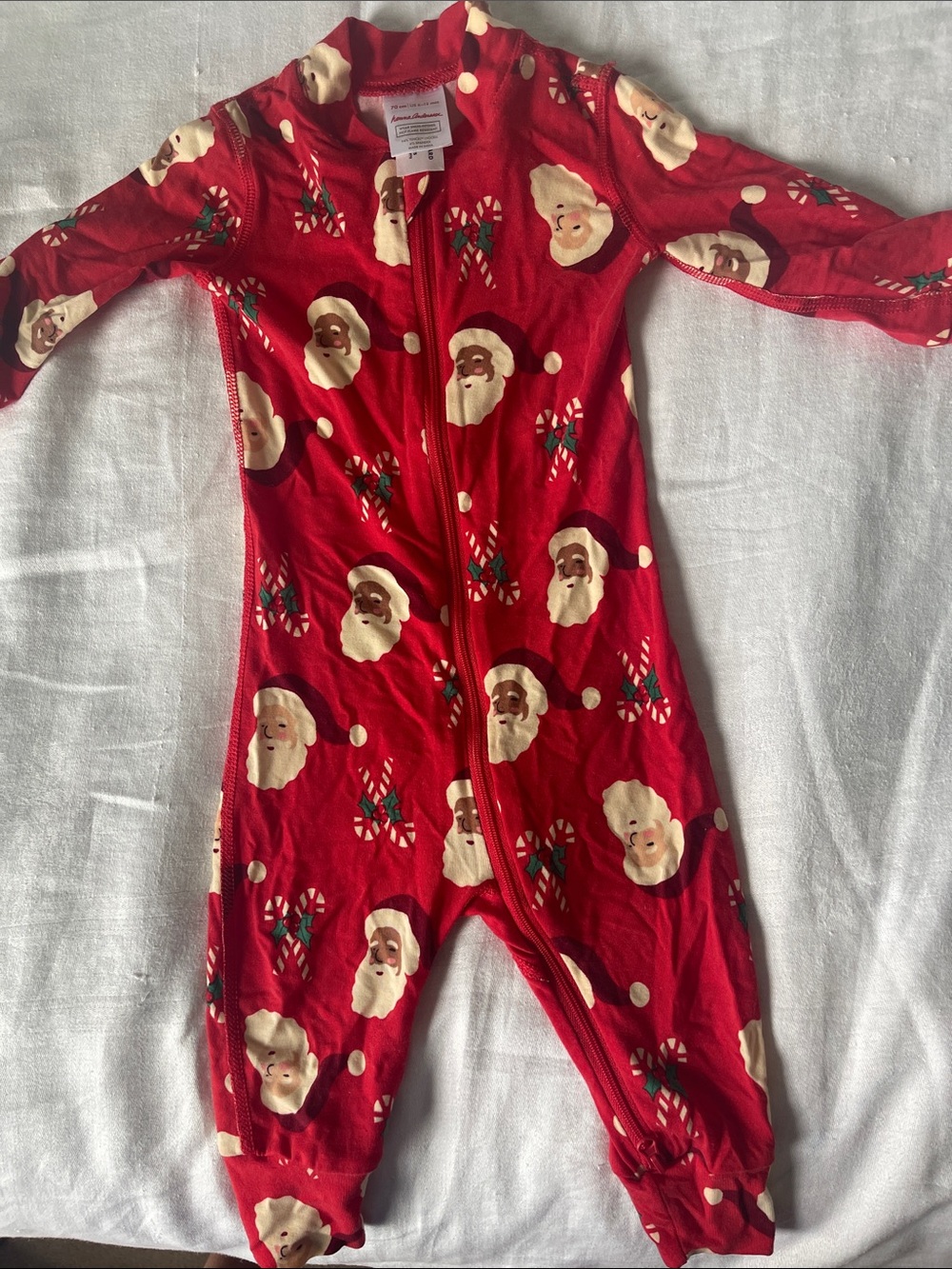 Hanna Andersson Red Santa Print Footed One-Piece